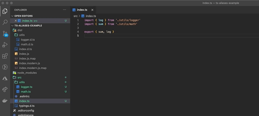 Animated example of index.d.ts file with nested errors