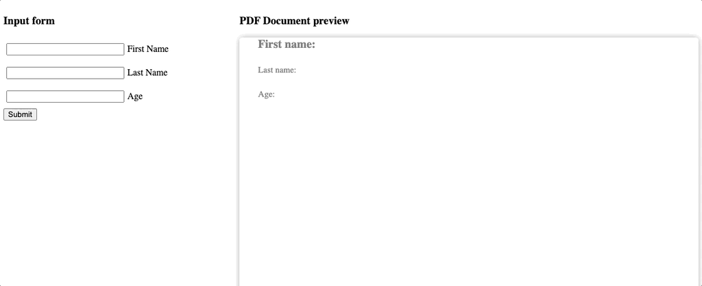 Example of basic UI integration with PDF preview