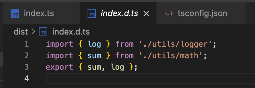 Example of index.d.ts file with relative code and no errors