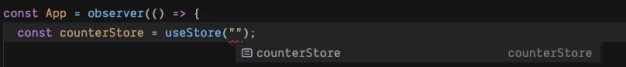 TypeScript hint for the useStore hook